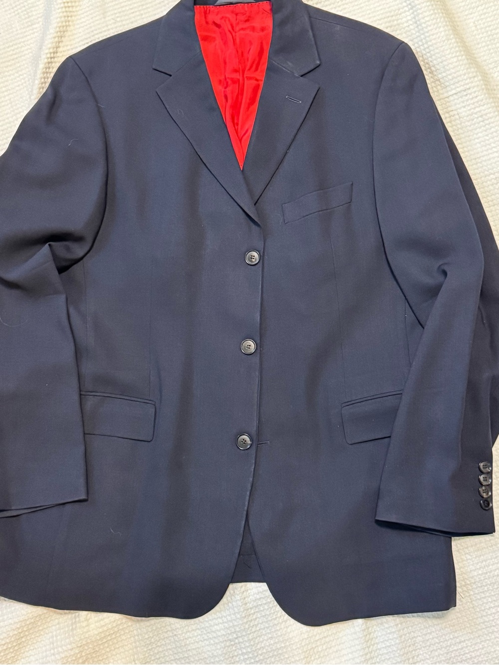 Hugo Boss Men's Navy Blazer with Red Lining - Classic Single-Breasted Style
